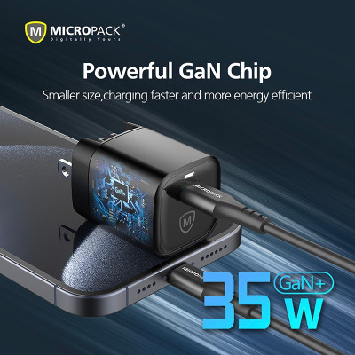 Củ sạc MicroPack POWER SERVER 35 MWC-135 Chip GAN Mạnh Mẽ Nhỏ Gọn Tặng Kèm Phích Tương Thích UK/ US/ EU Hàng Chính Hãng