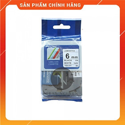 Nhãn In Brother Tz2-211 - Đen nền trắng 6mm x 8m - Hàng nhập khẩu