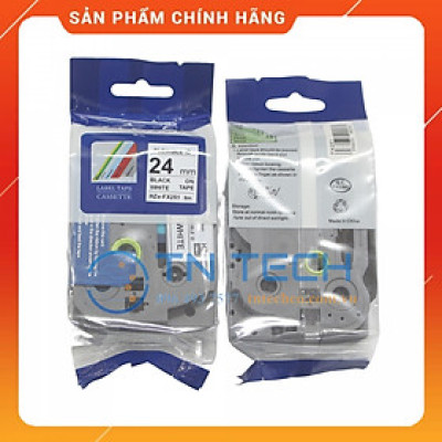 Nhãn In HZE-FX251 - Đen nền trắng 24mm x 8m - Dùng cho máy in BROTHER - AIMO - PUTY [Hàng nhập khẩu]