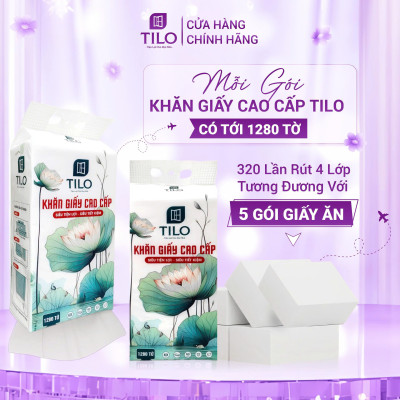 Combo 6 bịch khăn giấy rút đáy TiLo 1280 tờ tặng 3 móc treo đôi giấy dai mềm mịn