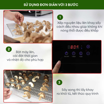 Máy Sấy Thực Phẩm Thế Hệ Mới GE Black 12 khay - Hàng Thailand chính hãng