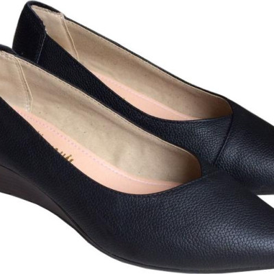 Giày đé xuồng bít mũi Trường Hải cao 5cm da bó thật mũi nhọn màu đen DX0198 [ HÌNH ẢNH THẬT] 