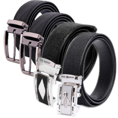 Dây nịt nam da cá đuối Huy Hoàng màu đen HT4501-02-03-04