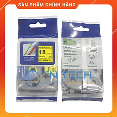 Nhãn In HZE-FX641 - Đen nền vàng 18mm x 8m - Dùng cho máy in BROTHER - AIMO - PUTY [Hàng nhập khẩu]