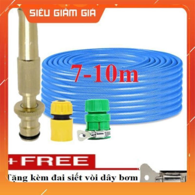 Bộ dây vòi xịt nước rửa xe, tưới cây . tăng áp 3 lần, loại 7m, 10m 206587 cút sập, + tặng đai