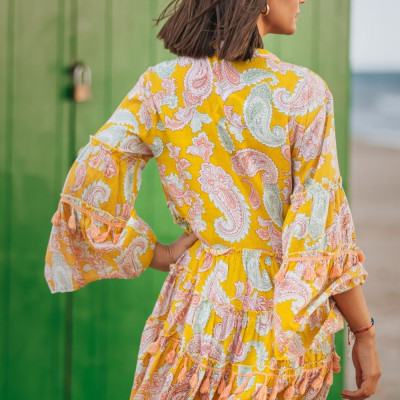 Đầm Boho Kết Cườm Cotton Isla Bonita