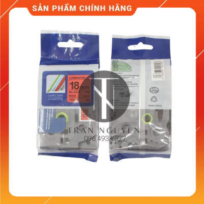 [Combo 5 hộp] Nhãn In đa lớp Tz2-441 - Đen nền đỏ 18mm x 8m - Hàng nhập khẩu