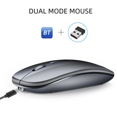 Chuột quang BT5.0 2.4G không dây chế độ kép HXSJ M90 có thể sạc lại công thái học 1600DPI 