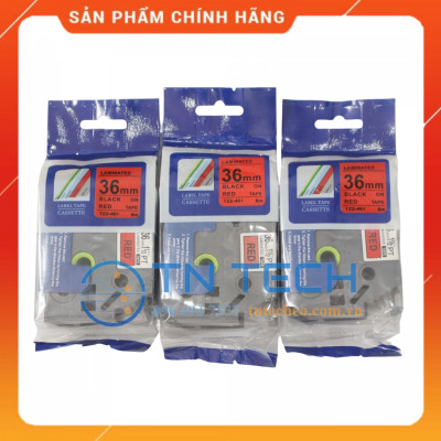 Nhãn In Tz2-461 - Đen nền đỏ 24mm x 8m - Dùng cho máy in BROTHER - AIMO - PUTY [Hàng Nhập Khẩu]