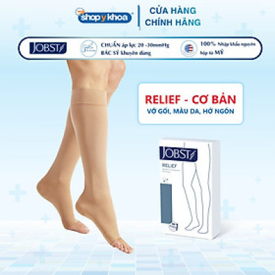 Vớ y khoa gối Hỗ Trợ Điều Trị suy giãn tĩnh mạch chân JOBST Relief chuẩn áp lực 20-30mmHg (màu da, hở ngón) (tất y khoa)