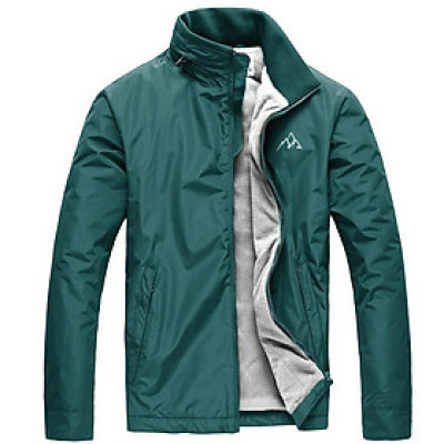 Áo khoác dù nam cổ trụ 2 lớp lót nỉ cao cấp AKD98 Màu Xanh Rêu