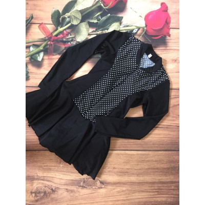 Bộ bơi tay dài nữ đen chấm bi xinh xắn hàng cao cấp kín đáo- tôn dáng - không lo bị nắng ăn-CÓ TẶNG KÈM MÚT & QUẦN VÁY