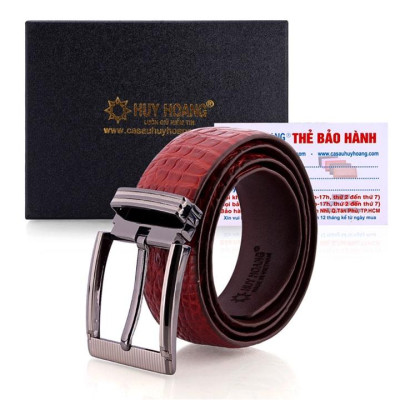 HC4228-29-30-31 - Thắt lưng nam da cá sấu Huy Hoàng gai bụng 4P đầu kim màu đen, nâu đỏ, vàng bò, nâu đất