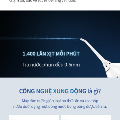 Máy tăm nước không dây LocknLock ENR166GRY - Hàng chính hãng, dung tích 300ml, 4 chế độ vệ sinh, pin xài 20 ngày - JoyMall