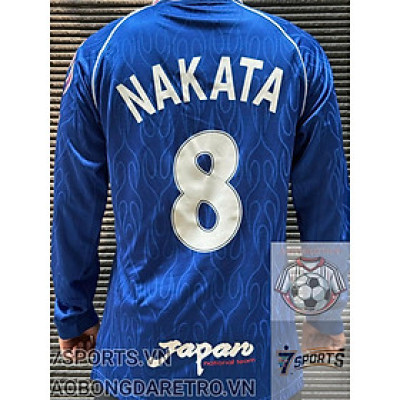Áo Bóng Đá Retro Tuyển Nhật Bản 1998 Dài Tay - Sân Nhà In Tên Nakata Số 8 bản cao cấp vải Cotton Polyester