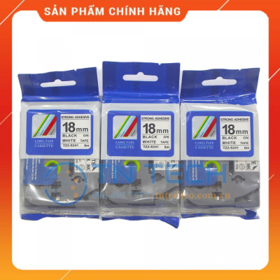 Nhãn In TZ2-S241 - Đen nền trắng 18mm x 8m - Dùng cho máy in BROTHER - AIMO - PUTY [Hàng nhập khẩu]