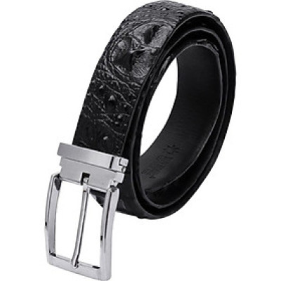 Thắt Lưng Nam Da Cá Sấu Nguyên Con Đầu Kim Huy Hoàng HT4219 - Đen