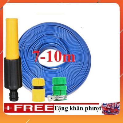 Vòi Xịt️Evoucher Bộ dây vòi xịt nước rửa xe, tưới cây , tăng áp 3 lần, loại 7m, 10m 206622-5 cút sập+  khăn phượt