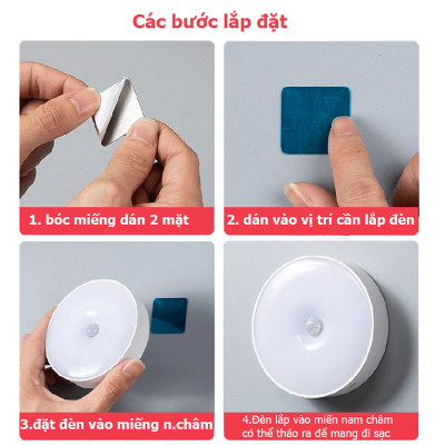 Đèn LED cảm biến chuyển động cảm biến thông minh, ánh sáng bảo vệ mắt, sạc pin USB đời mới, dán tường, tủ quần áo, cầu thang, phòng ngủ… Cảm Ứng không dây 