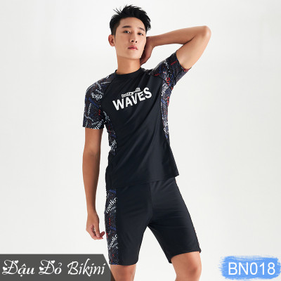 Bộ đồ bơi nam cao cấp, mẫu áo cộc tay quần sooc đùi ôm, có size to đại, chất thun bơi lạnh dày dặn | BN018