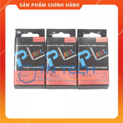 Nhãn in CASIO PT-6RD - Chữ đen nền đỏ 6MM x 8M - Dùng cho máy in nhãn CASIO [Hàng nhập khẩu]