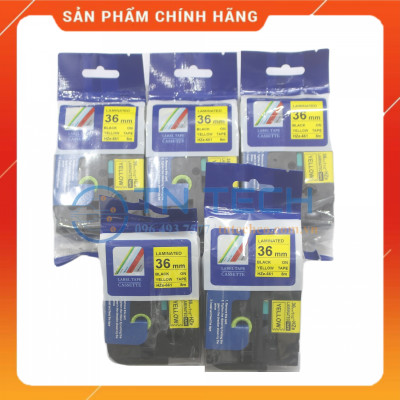 Nhãn In HZE-661 - Đen nền vàng 36mm x 8m - Dùng cho máy in BROTHER - AIMO - PUTY [Hàng nhập khẩu]