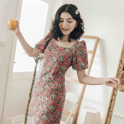 Váy đầm body họa tiết hoa sang chảnh Snow white foam dress Bunry V4002499