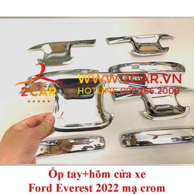 Ốp tay nắm, hõm cửa xe Ford Everest 2022, 2023 mạ Crom cao cấp