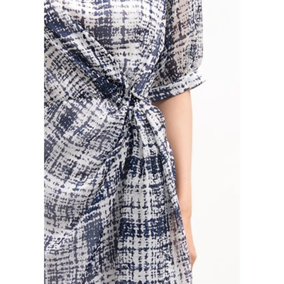 Đầm Voan Xòe Loang Xanh Xoắn Eo Maxivic, La Mộc - LM72113