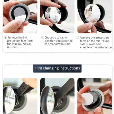 Gương cầu lồi ô tô dán trên gương chiếu hậu tăng góc nhìn chống nước - Gương mini chống điểm mù oto xe hơi, Gương Cầu Lồi Ô Tô Xe Hơi Chiếu Hậu Chống Điểm Mù Cho Xe