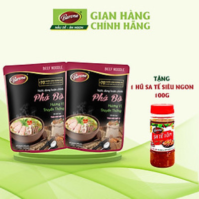 Combo 2 Gói Nước dùng Phở Bò Barona 150g, tặng Sa tế Tôm Siêu ngon 100g