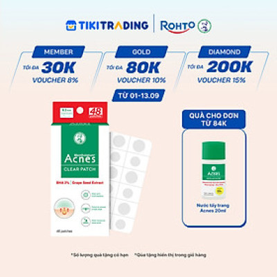 Miếng dán mụn giúp giảm mụn sưng viêm Acnes Clear Patch (48 Miếng)