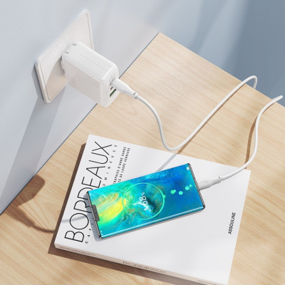 Bộ Củ, cốc sạc nhanh typec 65w cao cấp tiện lợi với 2 cổng Type-C va 1 cổng USB chân dẹp có thể gập gọn lại an toàn chống cháy nổ - Hàng nhập khẩu