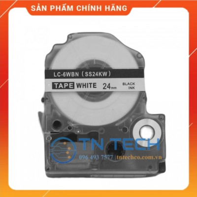 Nhãn in TEPRA - EPSON LC-6WBN (SS24KW) – Chữ đen nền trắng 24MM X 8M  - Dùng cho máy in nhãn TEPRA - EPSON [Hàng nhập khẩu]
