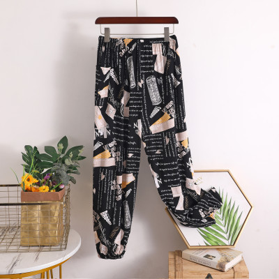 Quần dài nữ bo gấu chất liệu vải lanh thoải mái, thoáng mát, nhiều họa tiết, freesize từ 45 đến 75 kg