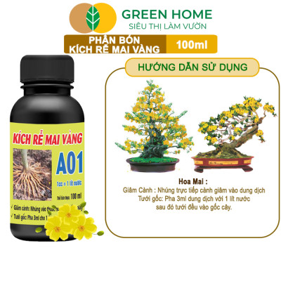 Phân Bón Kích Rễ Mai Vàng GreenHome, Hũ 100ml, Ra Rễ Cực Mạnh Dùng Giâm, Chiết Cành, Chuyên Hoa Mai