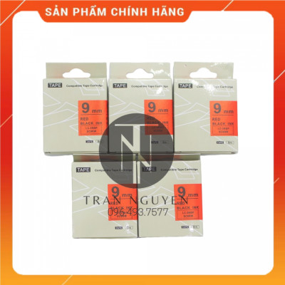 Nhãn in Tepra SC9RW (LC-3RBP) - Chữ đen nền đỏ 9mm x 8m - Hàng nhập khẩu
