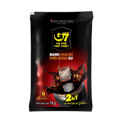 Cà Phê Hòa Tan G7 2in1 Trung Nguyên – Hộp 15 Gói – Cà Phê Đen Đá Pha Nhanh, Gu Đậm