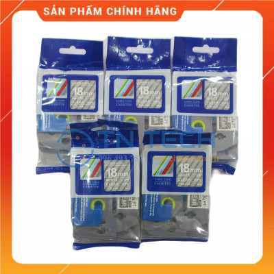 Nhãn In Tz2-145 - Trắng nền trong 18mm x 8m - Dùng cho máy in BROTHER - AIMO - PUTY [Hàng nhập khẩu]