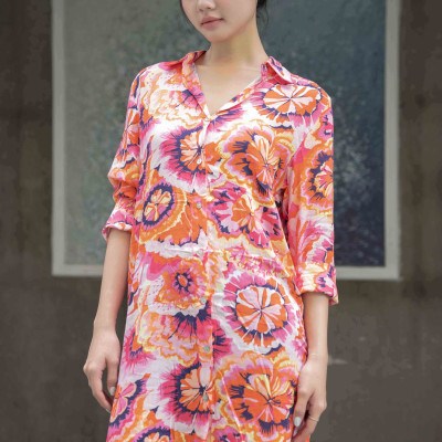 Đầm Sơ Mi Hoa Cotton Cao Cấp Luna Llena