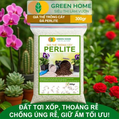Đá Perlite Greenhome, Bao 300gr, Trồng Hồng, Thuỷ Canh, Giá Thể Trân Châu Giàu Khoáng Chất, Tăng Độ Tơi Xốp