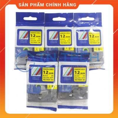 Nhãn In Tz2-FX631 - Đen nền vàng 12mm x 8m - Dùng cho máy in BROTHER - AIMO - PUTY [Hàng Nhập Khẩu]