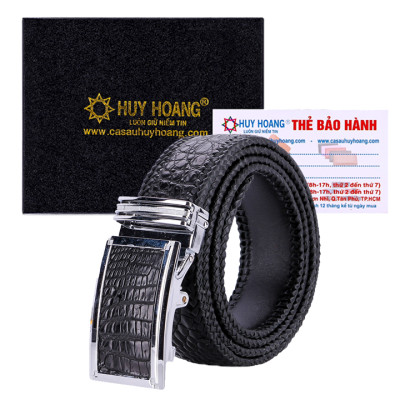 Thắt lưng nam da cá sấu Huy Hoàng đan viền 4P màu đen, nâu đất, nâu đỏ, vàng bò HC4288-89-90-91