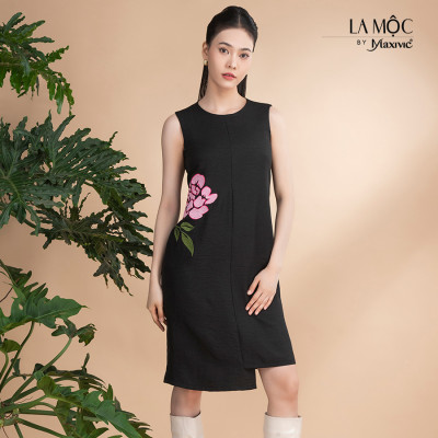 Đầm xô lụa đen sát nách La Mộc LM022419