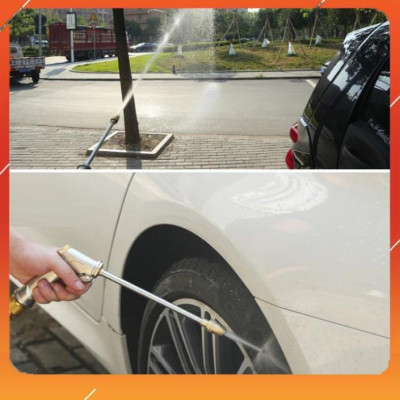 ️ Bộ dây vòi xịt nước rửa xe, tưới cây .tăng áp 3 lần, loại 7m, 10m 206701-3 đầu đồng,cút,+ tặng túi đựng bút