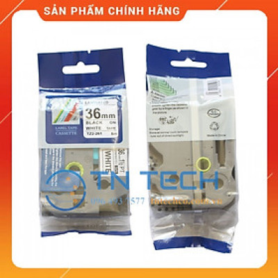 Nhãn In Tz2-261 - Đen nền trắng 36mm x 8m - Dùng cho máy in BROTHER - AIMO - PUTY [Hàng nhập khẩu]