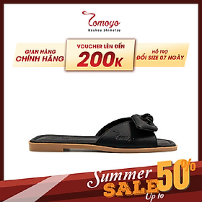 Dép Quai Thắt Nơ Da Micro Tomoyo TMW31901