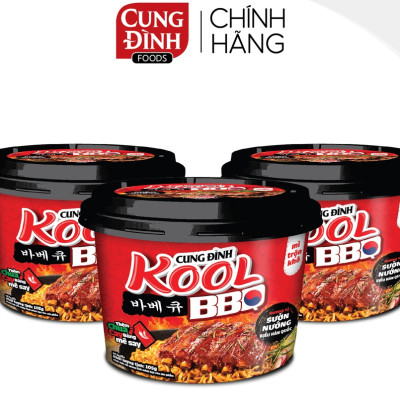 Thùng Mì Cung Đình Kool BBQ Sườn Nướng Kiểu Hàn Quốc (99g x 12 hộp)