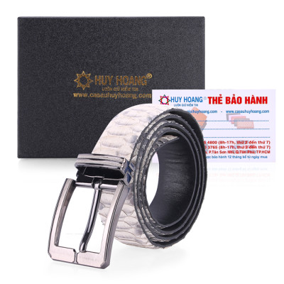 HJ4336-37-38-40 - Thắt lưng nam da trăn Huy Hoàng vip 4P đầu kim màu da nguyên thủy, đen, nâu, trắng