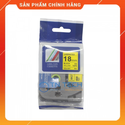 Nhãn In HZE-641 - Đen nền vàng 18mm x 8m - Dùng cho máy in BROTHER - AIMO - PUTY [Hàng nhập khẩu]